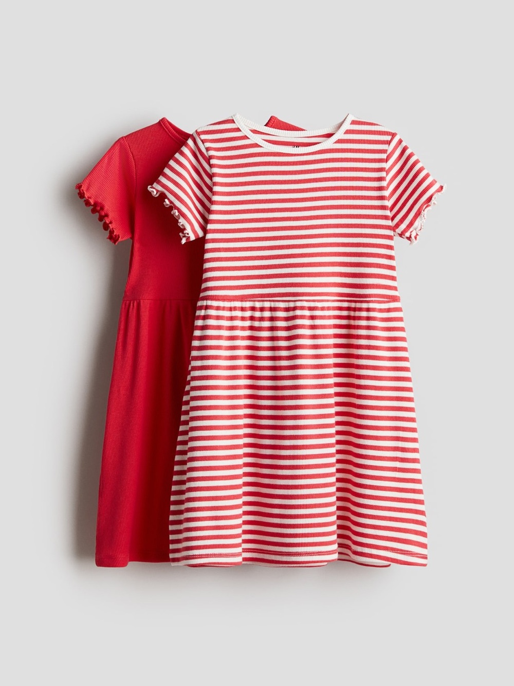 H&M Red and White Striped Casual Kids Dress